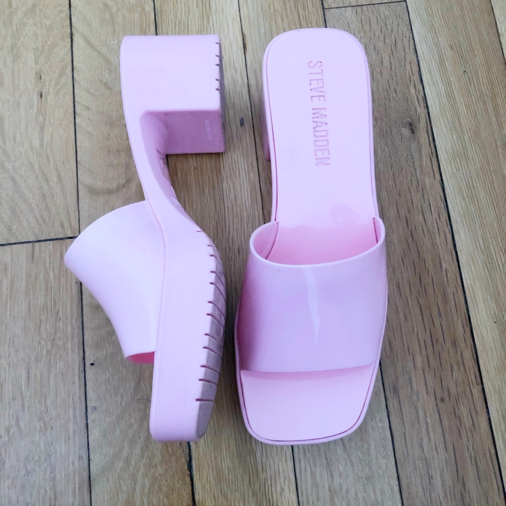 Steve Madden pink jelly block heel